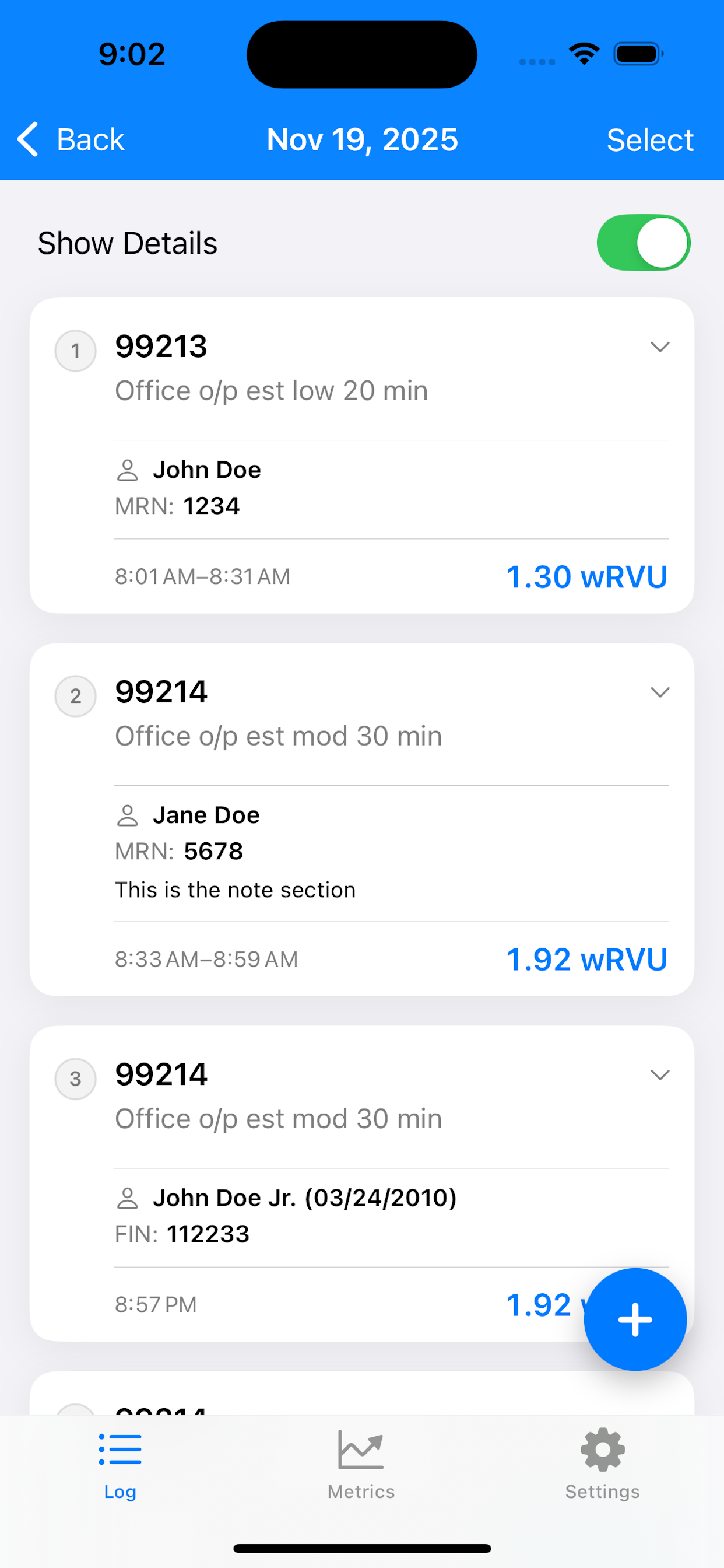 Day-by-Day Breakdown Screen